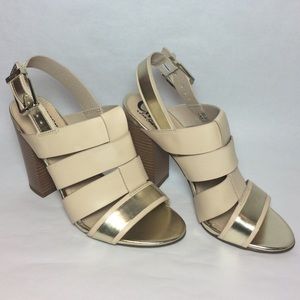 SamEdelman gold cream block heel sandals